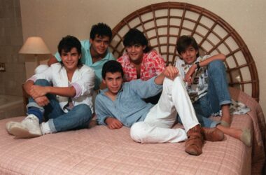 Menudo in 1986: Sergio Gonzales,14; Ray Acevado,14; and back: Robbi Rosa,15; Charlie Rivera,16; and Ricky Martin.