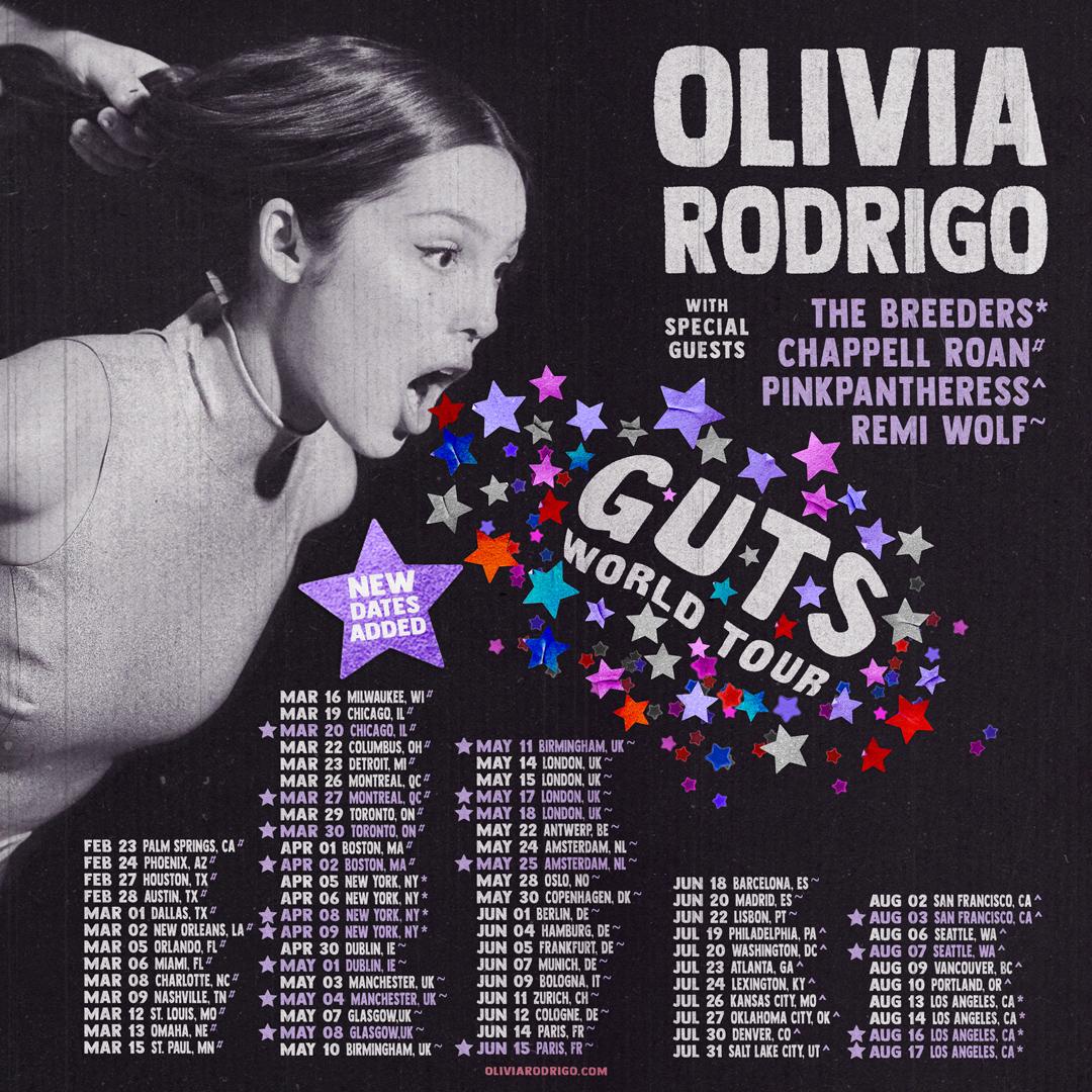 OLIVIA RODRIGO Announces 18 Additional Dates To Her 'GUTS' World Tour Due  To Overwhelming Fan Demand! - Icon Vs. Icon